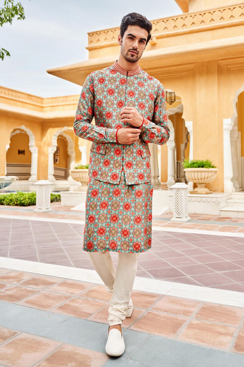Aruj Nehru Jacket - IceBlue, Ice Blue, image 1
